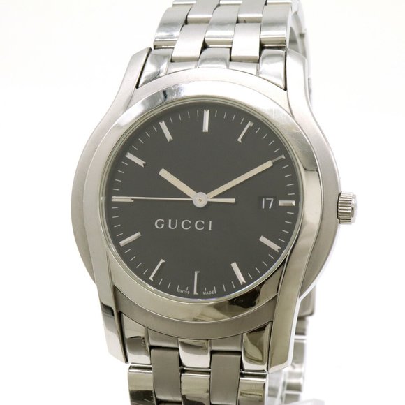 GUCCI G-Class Black Dial Date Men's SS Quartz Watch 5500XL